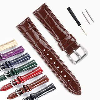 Dây đeo đồng hồ da bò sáng bóng 12-22mm 14 16 18 19 20mm 21mm Dây đeo đồng hồ da thật dành cho nam nữ Dây đeo đồng hồ cơ thạch anh Hoa văn cá sấu tre chống thấm nước