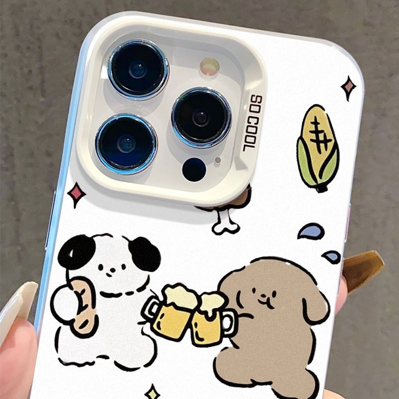 Ốp lưng iPhone công nghệ IMD hình chó úp bia - Tương thích iPhone 16/15/14/13/12/11 Pro Max/XR/XS Max