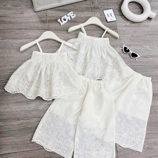 S214-[tomnaukids] Set áo dây phối quần suông ren cho bé gái size từ 8-30Kg