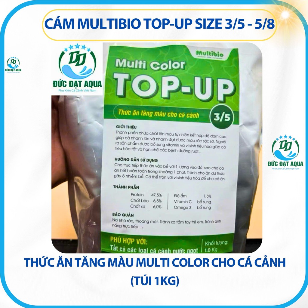 Cám Multi Color TOP-UP size 3/5 - 5/8- Thức Ăn Tăng Màu Multi Color Cho Cá Cảnh (Túi 1kg) chính hãng 7