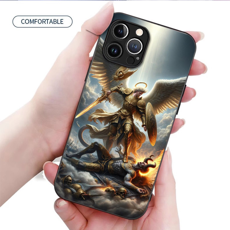 Ốp Điện Thoại Thủy Tinh St Michael The Archangel 02 Cho IPhone 16 15 14 13 12 11 Pro XR XS Max Plus Mini X XR 8 7 6s SE2 / 3