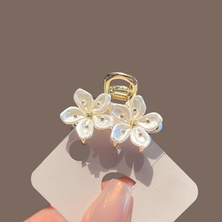 MAUROPOLI [Sẵn sàng] Kẹp tóc cô gái hoa đôi kim cương giả Xuân hè Kẹp tóc kim loại cao cấp Đầu sau Kẹp tóc nửa mảnh Mũ đội đầu Phụ kiện tóc