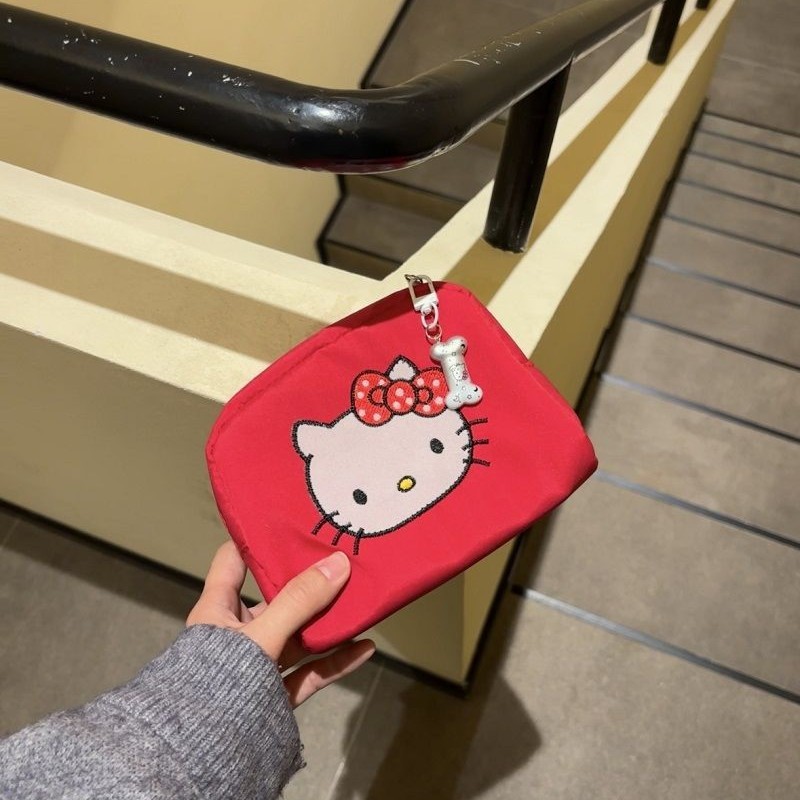 Túi đựng mỹ phẩm Red Kitty - Túi du lịch nhỏ để trang điểm, bút & đồ cần thiết, dễ thương & bền bỉ