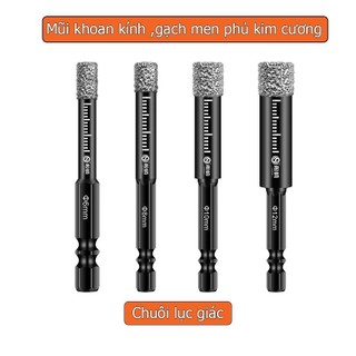【COD】Mũi Khoan Phủ Kim Cương Phi 6-12mm, Chuôi Lục Giác, Khoan Kính, Gạch Men, Đá Hoa Cương, Thủy Tinh Chính Xác Cao