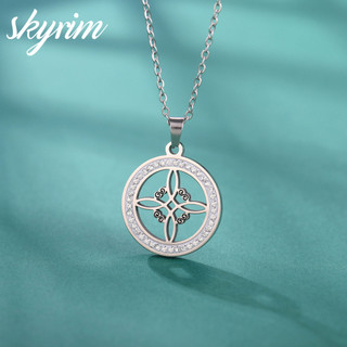 Skyrim Vòng Cổ Nữ Chấm Kim Cương Phù Thủy Nút Thắt Mặt Dây Chuyền Titan Thép Không Gỉ Trang Sức Thời Trang
