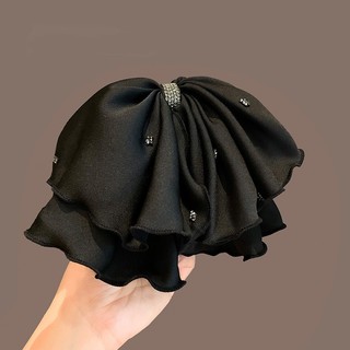 Kẹp tóc nơ lớn màu đen satin cảm giác cao cấp kẹp tóc buộc nửa sau đầu kẹp tóc đuôi ngựa khí chất trẻ em Phụ kiện tóc