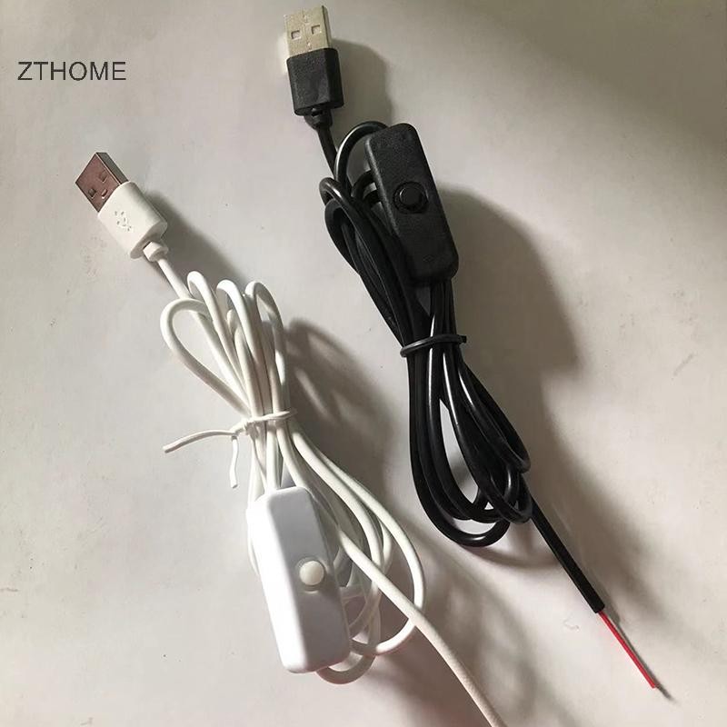 Dây cấp nguồn công tắc ZTHOME 5V 1M / 1.5M USB Nam sang 2 lõi Cáp kết nối 501 Nút BẬT TẮT 2A cho dải đèn LED Bóng đèn HOT