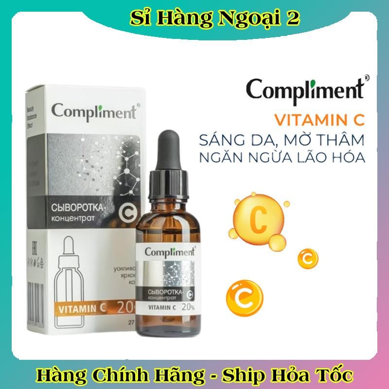Serum Compliment 20% Vitamin C dưỡng trắng, mờ thâm, căng bóng da 27ml của Nga
