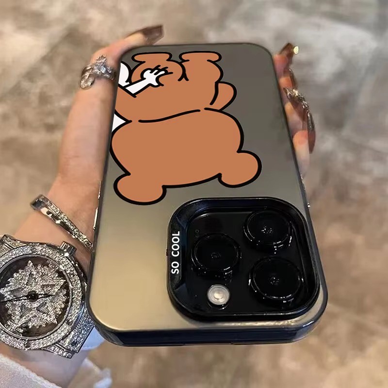 Ốp Lưng Cho iPhone 16 15 Pro Max 11 13 14 12 Pro 16e Cho iPhone 7 8 Plus XS Max X XR SE2022 Gấu Thỏ Dễ Thương Thiết Kế Cặp Đôi IMD Kim Loại Cứng Chống Sốc