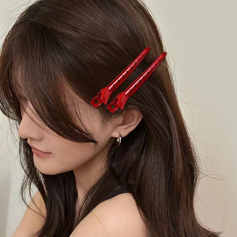 Kẹp Tóc Mỏ Vịt Đỏ Ankola - Kẹp Tóc Nổ - Kẹp Tóc Nữ - Phụ Kiện Tóc Thanh Lịch - Phong Cách Năm Mới, Ngọt Ngào, Phong Cách Y2k, Cổ Điển