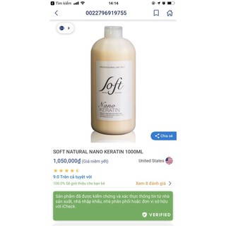 Keratin nano tươi phục hồi tóc hư nát SOFT Natural Collagen 1000ml không cay mùi thơm (USA) [ TN ]