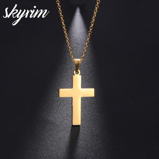Skyrim Vòng Cổ Chữ Thập Titan Thép Không Gỉ Vòng Cổ Cổ Điển Phổ Biến Trang Sức Thời Trang Cho Nam Nữ