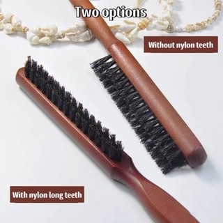 Lược đánh lông tơ EBINLANDS, Lược đuôi nhọn bền 3 hàng, Lược chải lông Boar tay cầm bằng gỗ thời trang