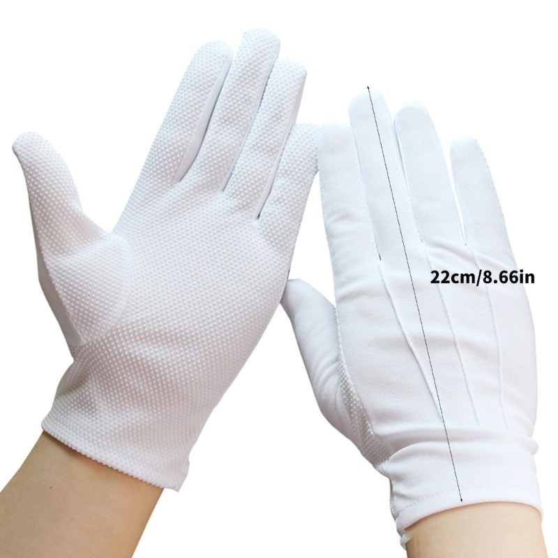 Pealike Antislip Chấm Găng Tay Trắng Trang Trọng Tuxedo Diễu Hành Bảo Vệ Găng Tay Nghi Thức Găng Tay