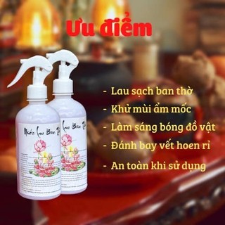 Nước lau bàn thờ từ tinh chất thiên nhiên cao cấp làm sạch an toàn mang lại hương thơm dễ chịu