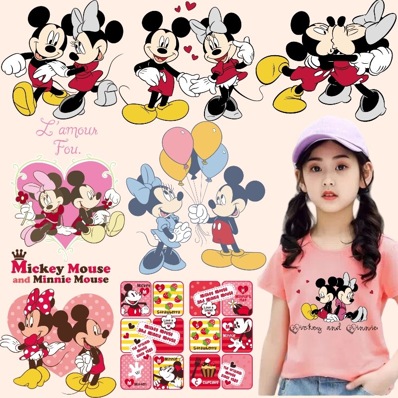 Disney Mickey và Minnie dán tem nóng dễ thương truyền nhiệt DIY miếng ...