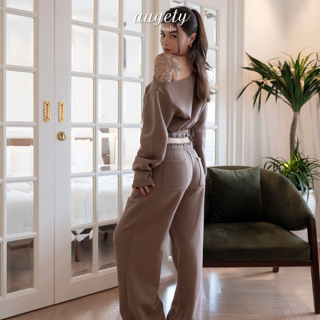 [MUA KÈM ÁO GIẢM 30K] Quần Nỉ Dài Form Ống Suông Rộng Augety Studio, Cosie Sweatpants