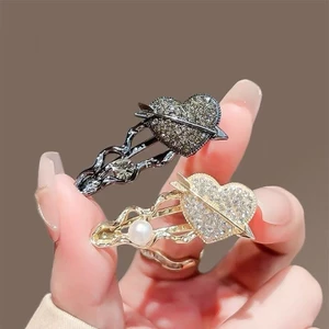 Mauropoli [Sẵn Sàng] Một Mũi Tên Xuyên Trái Tim ~ Kẹp Tóc Kim Cương Giả Cao Cấp Nữ Phong Cách Mới Đơn Giản Mỏ Vịt Kẹp Tóc Gãy Kẹp Bên Nổ Kẹp Báo Chí