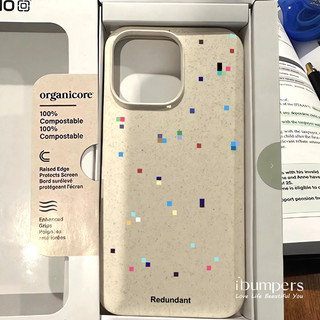 ibumpers Ốp Điện Thoại iPhone Họa Tiết Chấm Pixel Màu Đơn Giản Sang Trọng Cho IPhone 16 15 14 12 13 11 Pro Max IP 7 8 Plus X XS XR Ốp Lưng Ống Hút Lúa Mì Phân Hủy Thân Thiện Với Môi Trường
