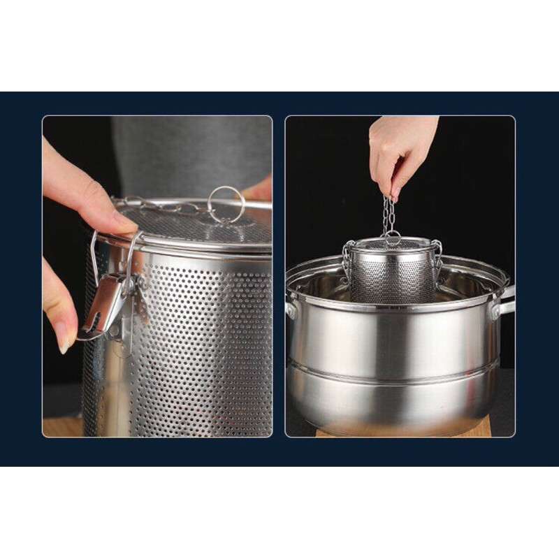 Bộ lọc gia vị inox 304 18x18 caocấp, dùng trong nồi lẩu, lọc trà, hầm xương