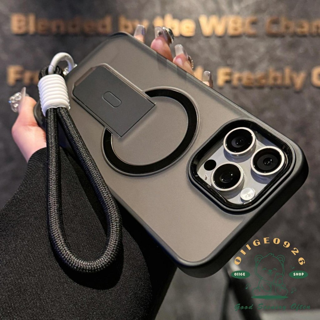 [Vỏ dây buộc] Giá đỡ gấp mờ dạng lỏng Vỏ điện thoại từ tính iphone16 Pro Max 15 14 13 12 11 cho vỏ iPhone Vỏ mềm TPU chống sốc