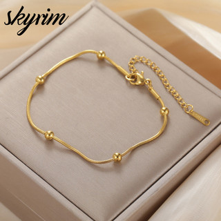 Vòng tay đơn giản bằng thép không gỉ Titan SKYRIM Trang sức thời trang mạ vàng 18K dành cho nữ