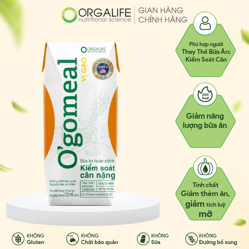 Ảnh Combo 3 - 15 ngày hỗ trợ giảm cân, thay thế bữa ăn, giảm thèm ăn, ít calo OGOMEAL Gạo (250ml/Hộp) 1