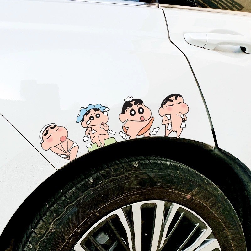 Miếng dán Crayon Shin-chan mới chống nước, dùng cho nhà vệ sinh, xe máy, tủ lạnh, xe hơi, tường