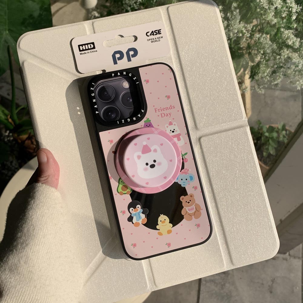Ốp Lưng Gương Cứng Tương Thích Với iPhone 13 13Pro 13ProMax 14 14Pro 14ProMax 15 15Pro 15ProMax 16 16Pro 16ProMax 17 17Pro 17ProMax Ốp Nam Châm Họa Tiết Động Vật Nhỏ