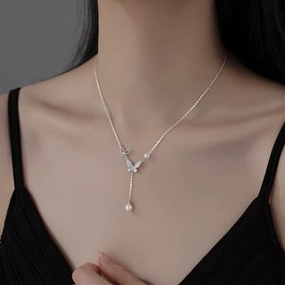 Vòng cổ bướm bạc S925 Trang sức thời trang đơn giản Quà tặng nữ