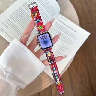 Dây đeo thời trang bằng da Denim hoa tươi nhỏ dành cho nữ cho Apple Watch 46 / 44 / 40 / 49 / 45 / 41 / 42 / 38 / 45mm iwatch Series Ultra / 10 / 9 / 8 / 7 / 6 / 5 / 4 / 3 / 2 / 1 / SE