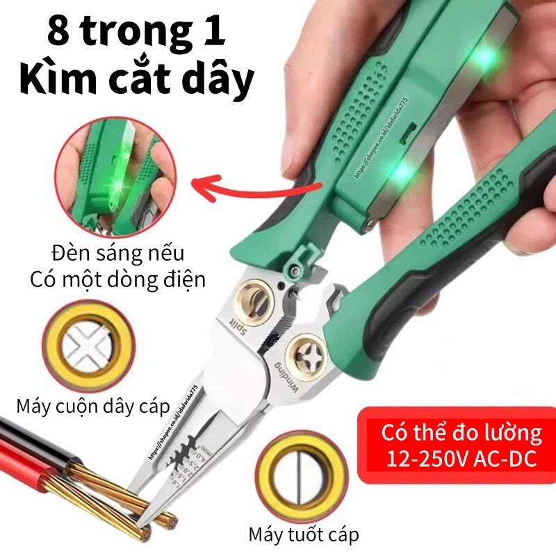 8 Trong 1 Dây Tước Kìm Điện Cáp Vũ Nữ Thoát Y,may tuốt dây thép không gỉ với máy kiểm tra điện