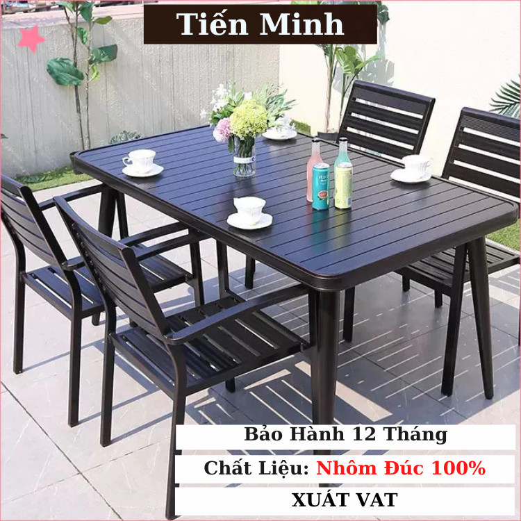 Bộ bàn ghế sân vườn ngoài trời HCN Bộ bàn ghế ban công ngoài trời nhôm đúc Bàn ghế ngoài trời - BO01