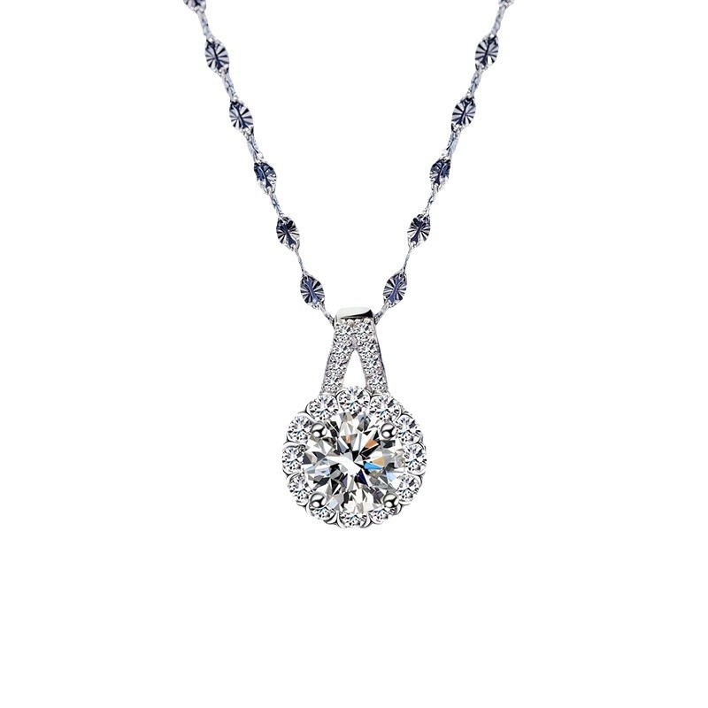 [Hàng có sẵn phong cách mới] Vòng cổ kim cương đơn vàng 18K Vòng cổ Moissanite siêu Flash Mặt dây chuyền bạc Sterling Không phai màu Siêu nhấp nháy Giữ màu Vòng cổ kim cương đơn Mặt dây chuyền bạc nữ Ánh sáng Phụ kiện chuỗi xương đòn sang trọng Cao cấp-