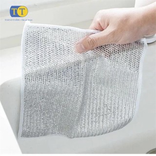 Set 10 Khăn Lưới Dùng Lau Bát Chén Dĩa, Cọ Rửa Xoong Nồi, Chống Bám Dầu - Khăn Lưới Rửa Bát Kim Loại