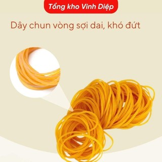 .100g dây chun nịt, vòng chun buộc cao su màu vàng dai đủ kích cỡ