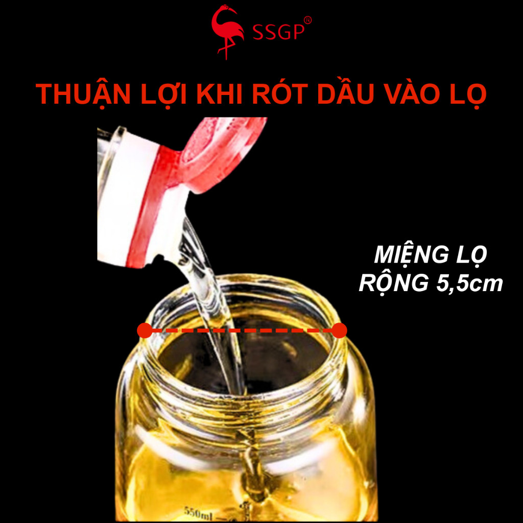 Bình đựng dầu ăn thủy tinh Frankfurt cao cấp SSGP - SS14502 chai đựng dầu ăn, nước mắm, nắp tự động