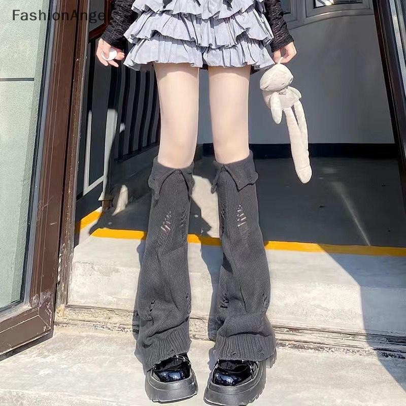 FashionAngel 1 Cặp Dễ Thương Gothic Ấm Hơn Tất loe Thu Đông Bắp Chân Gaiter Phong Cách Ấm Chân Hoạt Hình Màu Trơn Ống Dài Máy Giữ Ấm Chân VN