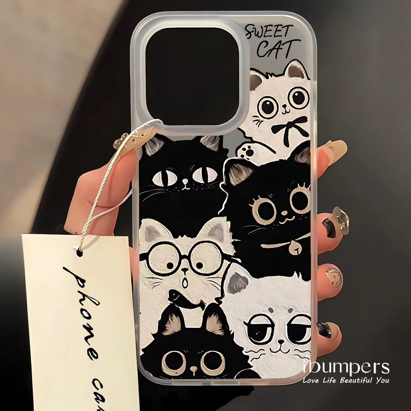 ibumpers Ốp Lưng IPhone Dễ Thương Họa Tiết Mèo Vui Nhộn Ốp Điện Thoại Trong Suốt Nhám Mờ TPU Mỏng Chống Sốc Chống Bẩn Cho IPhone 16 15 14 12 13 11 Pro Max IP 7 8 Plus X XS XR