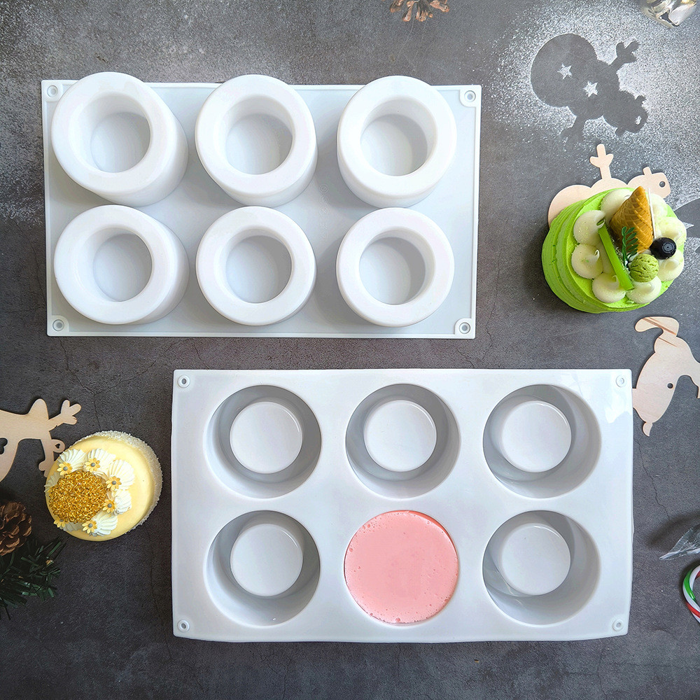 6 Khoang lõm-Convex Cup Sandwich Bánh Mousse Khuôn Silicon Rỗng Muffin Cup Silicon Pudding Khuôn Socola DIY Dụng Cụ Nướng Bánh