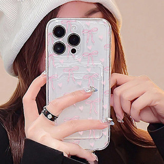 Bowknot Đựng Thẻ Khe Cắm Túi Ốp Lưng Điện Thoại Cho iPhone 16 15 Pro Max 14 Plus13 Mini 16E Vỏ Điện Thoại TPU Trong Suốt Chống Sốc Sang Trọng Thời Trang Cao Cấp Phụ Kiện Chất Lượng Cao