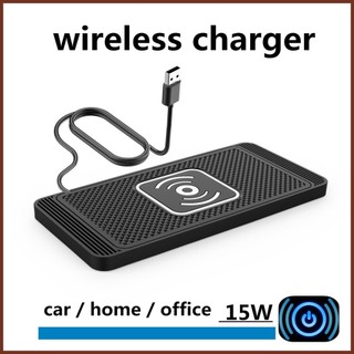 Sạc Điện Thoại Không Dây Cho Xe Hơi 15W Từ Tính Không Dây Sạc Xe Hơi Miếng Lót Sạc Điện Thoại Thảm Cảm Ứng Tự Động Ô Tô haoyisvn