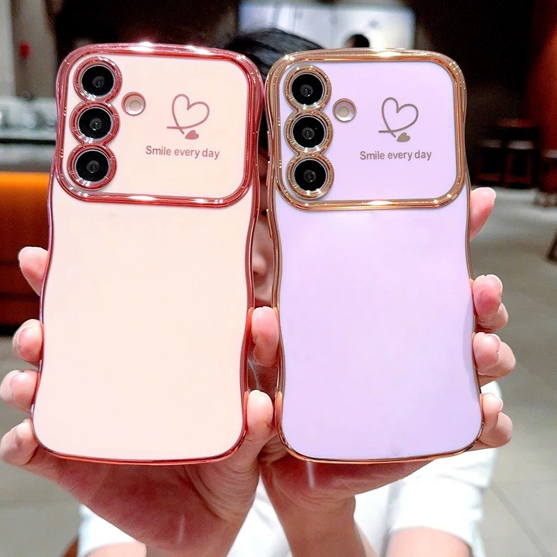 Ốp điện thoại TPU mềm mạ Luxur cho Samsung Galaxy A55 A54 A16 A15 A14 A25 A35 A34 5G A24 Side Love Heart Vỏ chống sốc