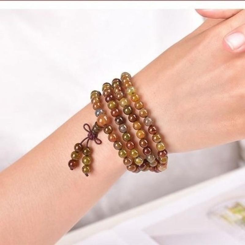 Tự Nhiên 108 Hạt Vòng Tay Họa Tiết Rồng Mã Não Vòng Tay Trang Sức Rồng Cân Đá Nam Nữ Cặp Đôi Đa Thông Số Hạt Mân Côi