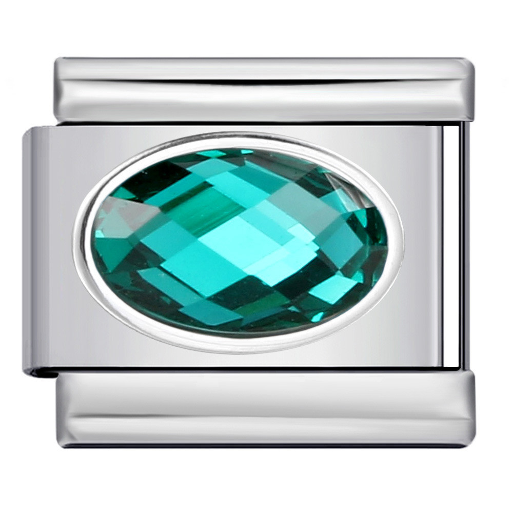 Hình Bầu Dục Đá Màu Ý Mô Đun Vòng Tay Birthstone Thép Không Gỉ DIY Đơn Giản Đa Năng Vòng Tay Phụ Kiện