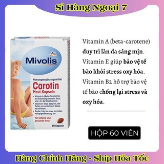 Viên Uống Chống Nắng Mivolis Carotin Hộp 60 Viên - Hàng Đức Chính Hãng
