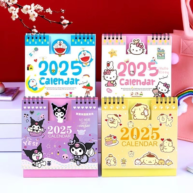 Lịch Để Bàn Sanrio 2025 - Lịch Sách Kỷ Lục Cuộn Dây Đứng - Hoạt Hình Dễ Thương Anime Puppy, Mèo Con, Họa Tiết Thỏ - Văn Phòng Phẩm Sinh Viên - Trang Trí Máy Tính Để Bàn Văn Phòng Tại Nhà
