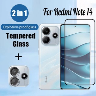 Kính cường lực bảo vệ màn hình 2 trong 1 cho Xiaomi Redmi Note 14 5G 13 Pro 4G 9D Phim bảo vệ kính + Phim ống kính máy ảnh