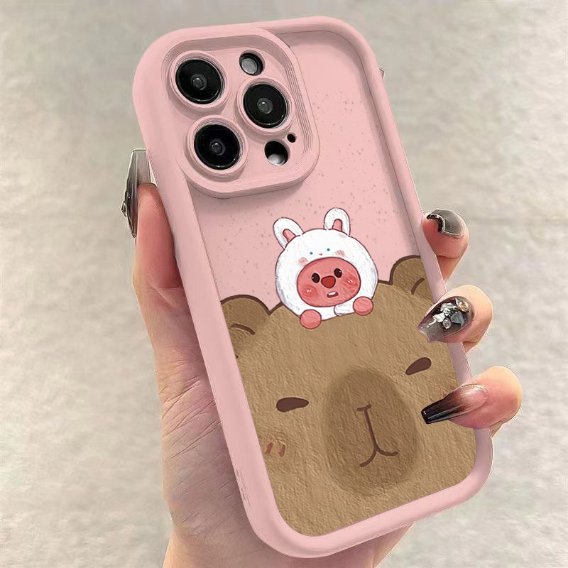 Ốp Cho iPhone 16 11 12 13 14 15 Pro Max Cho iPhone XR X XS Max 7 8 Plus SE2020 2022 Họa Tiết Vui Nhộn Dễ Thương Thỏ Capybara Vỏ Chống Sốc
