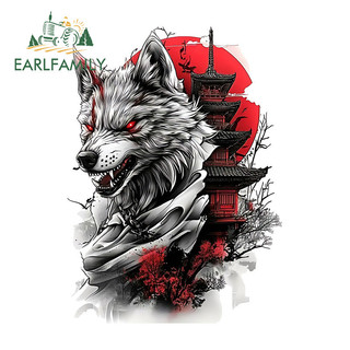 EARLFAMILY 13cm Nhật Bản Sói Hoạt Hình Graffiti Xe Dán Chống Thấm Nước Chống Trầy Xước Vinyl Đề Can Thích Hợp Cho Mọi Bề Mặt Sạch Bằng Và Mịn